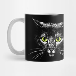 White angel cat face green eyes Mug